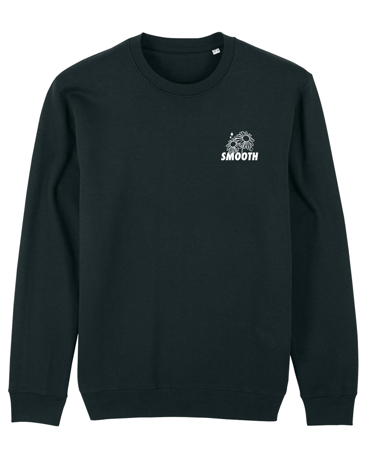 Black Crew / Flowers White Front+Back Men