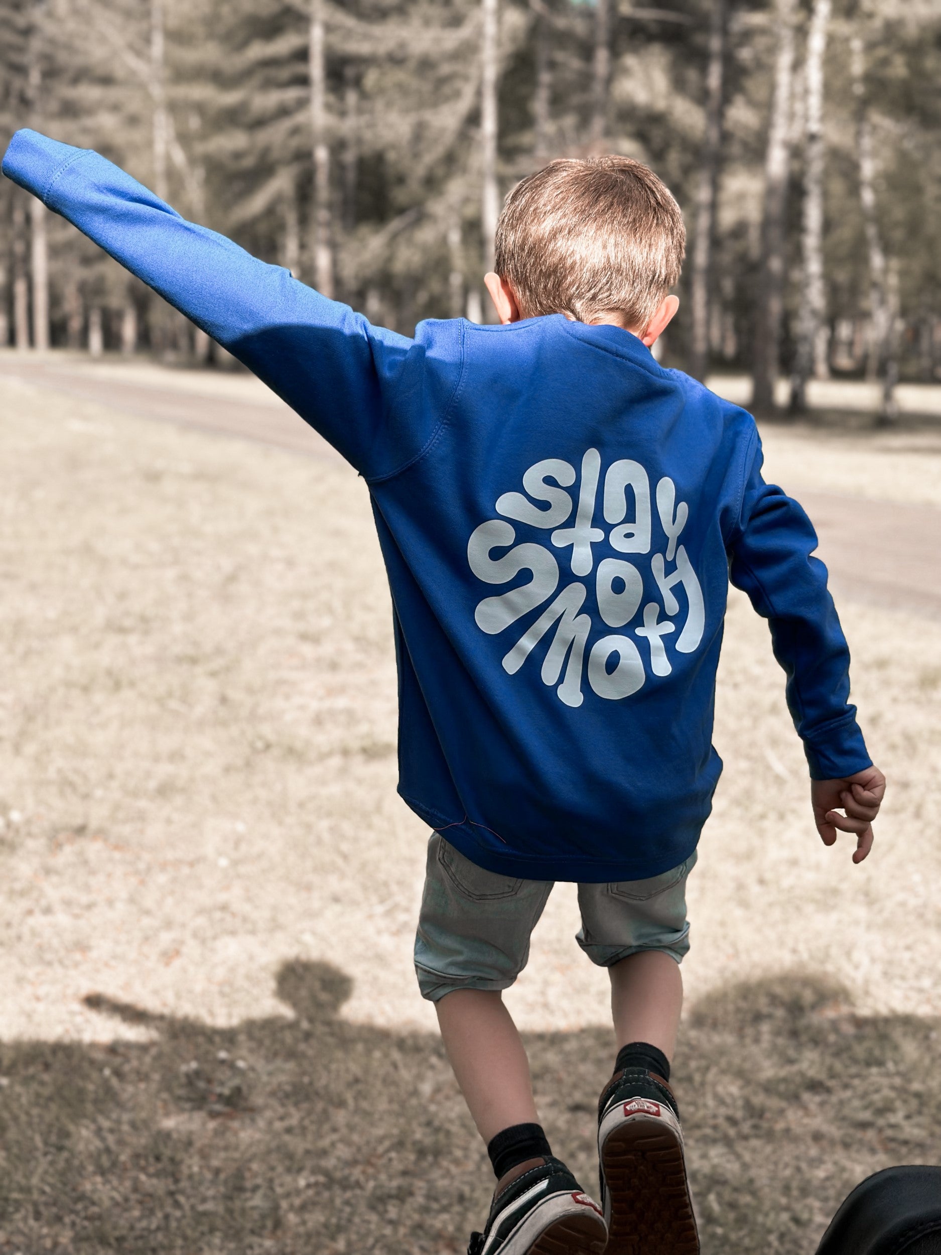 Blue Kids Crew / Stay Smooth White Front+Back Boys