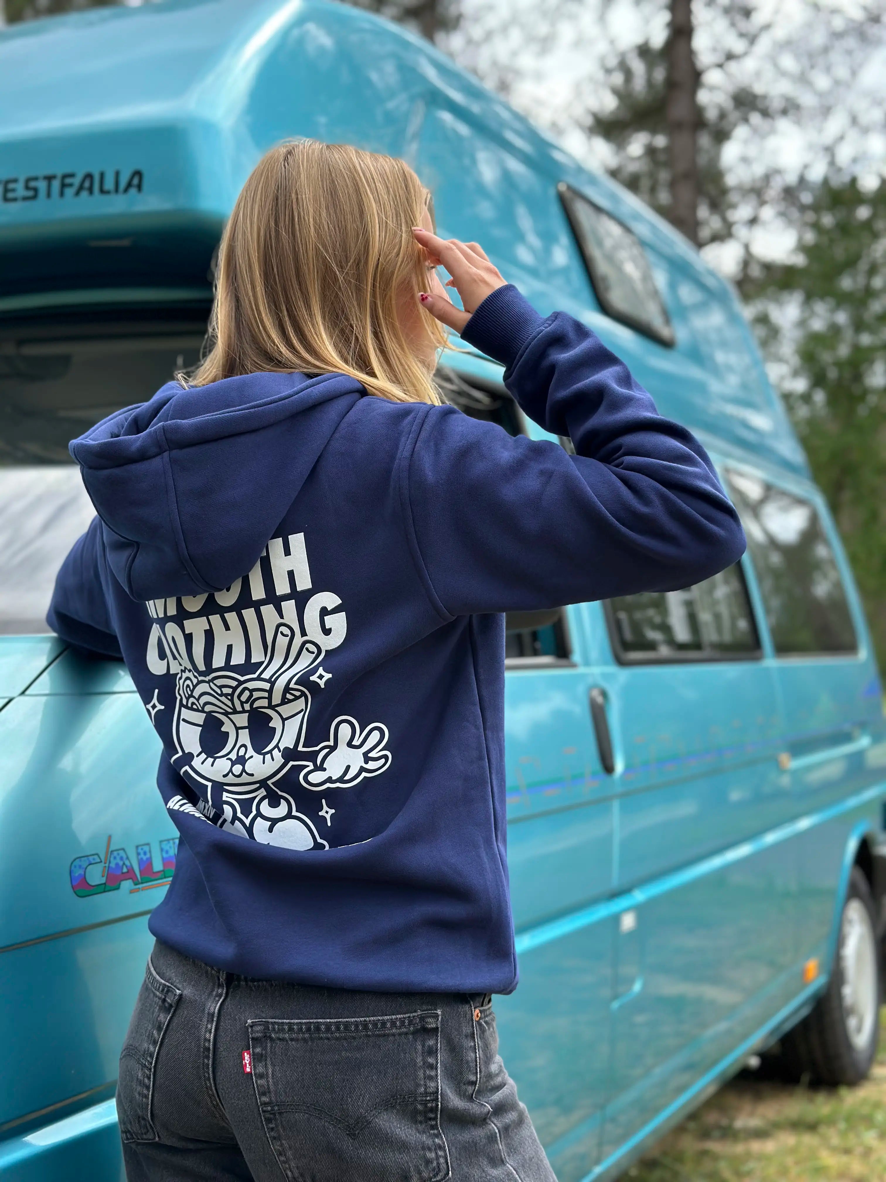 Dark Blue Hoodie / Noods White Font+Back Women