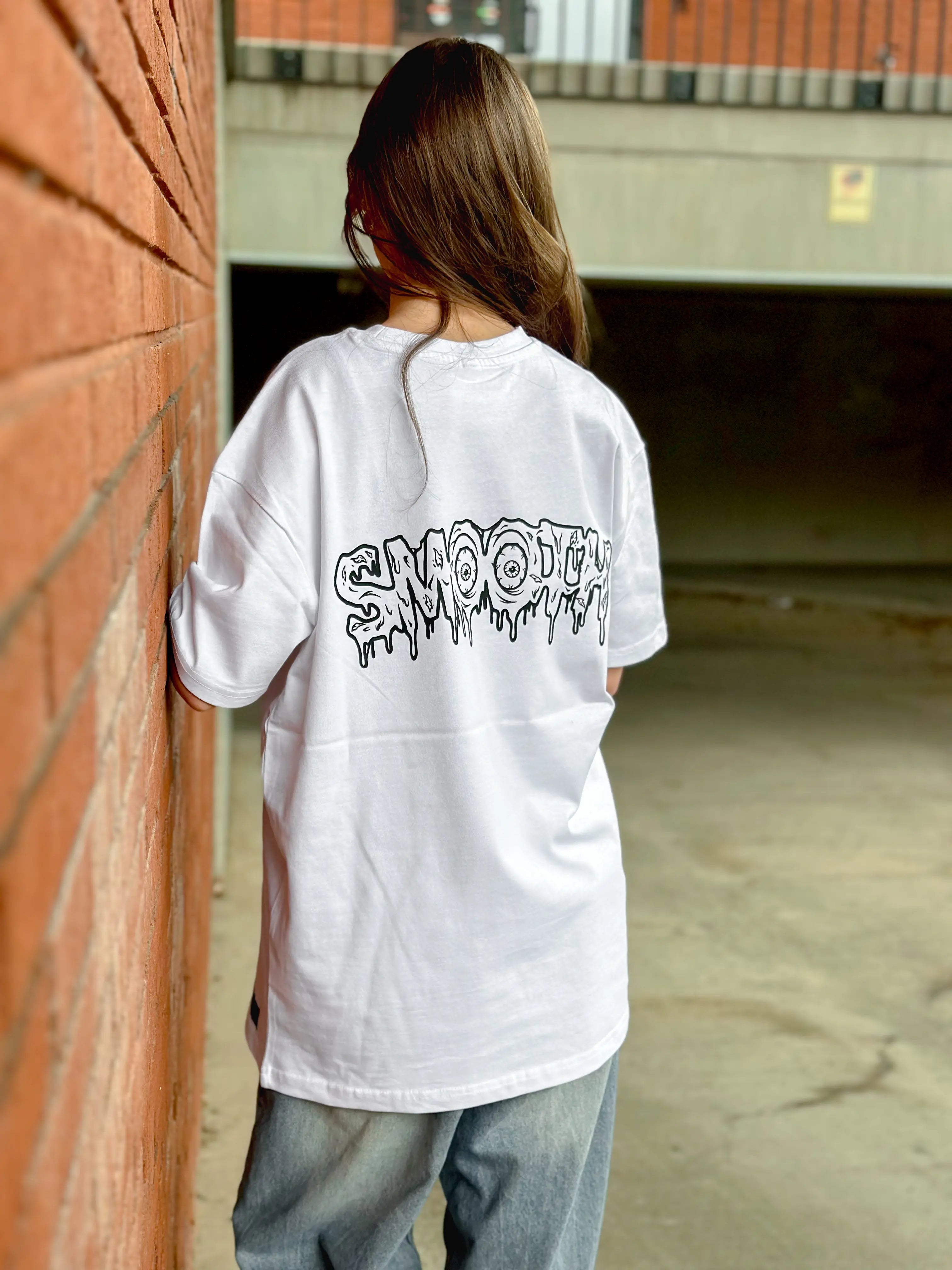 White Heavy T / Drip Black Front+Back Women