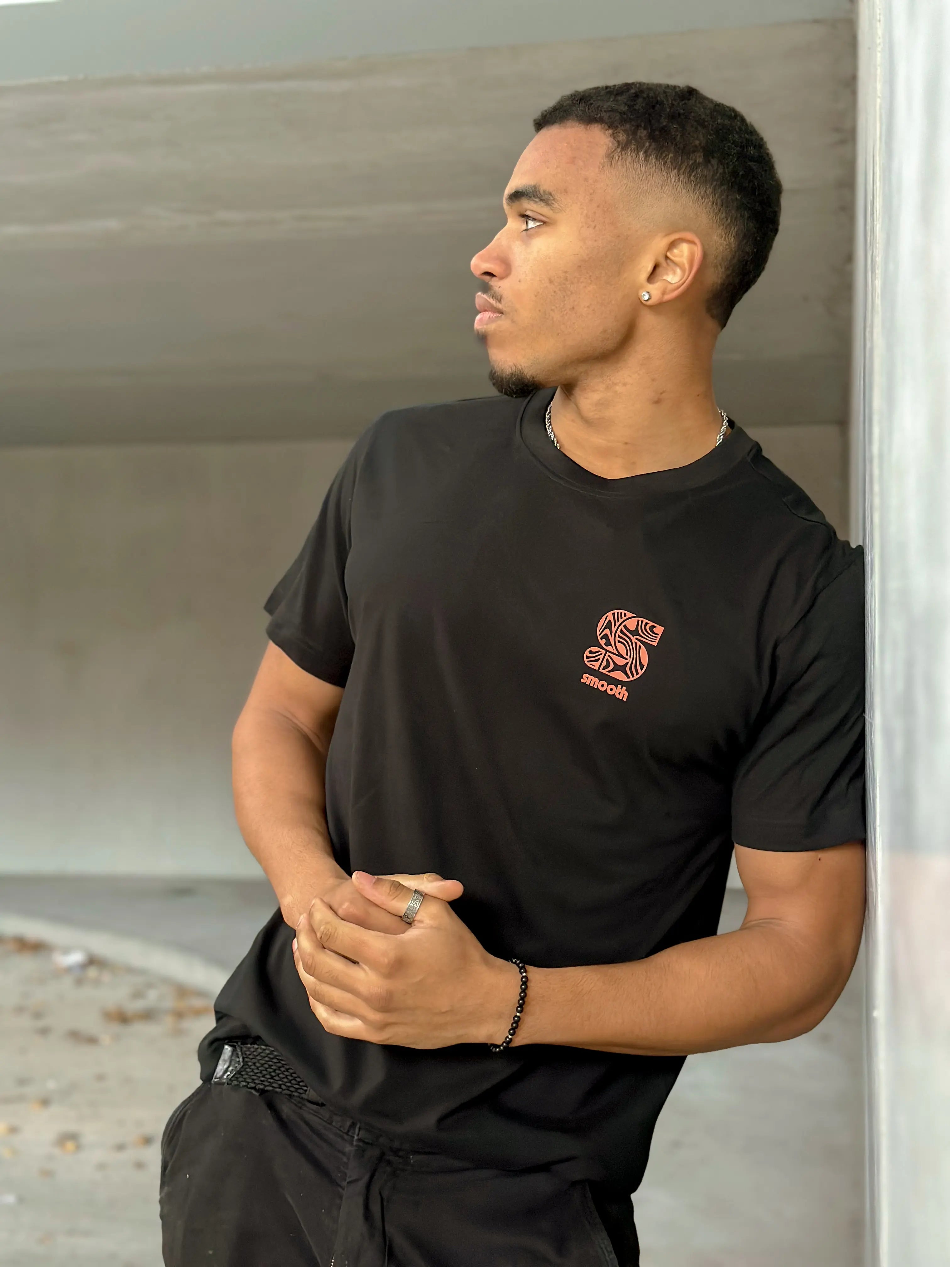 Black T / S Pattern Copper Front Men