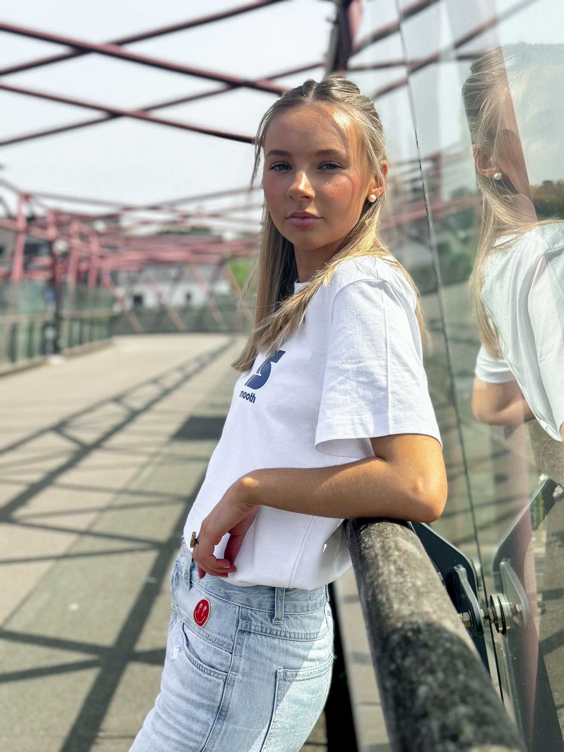 White T / S Logo Blue Front Women