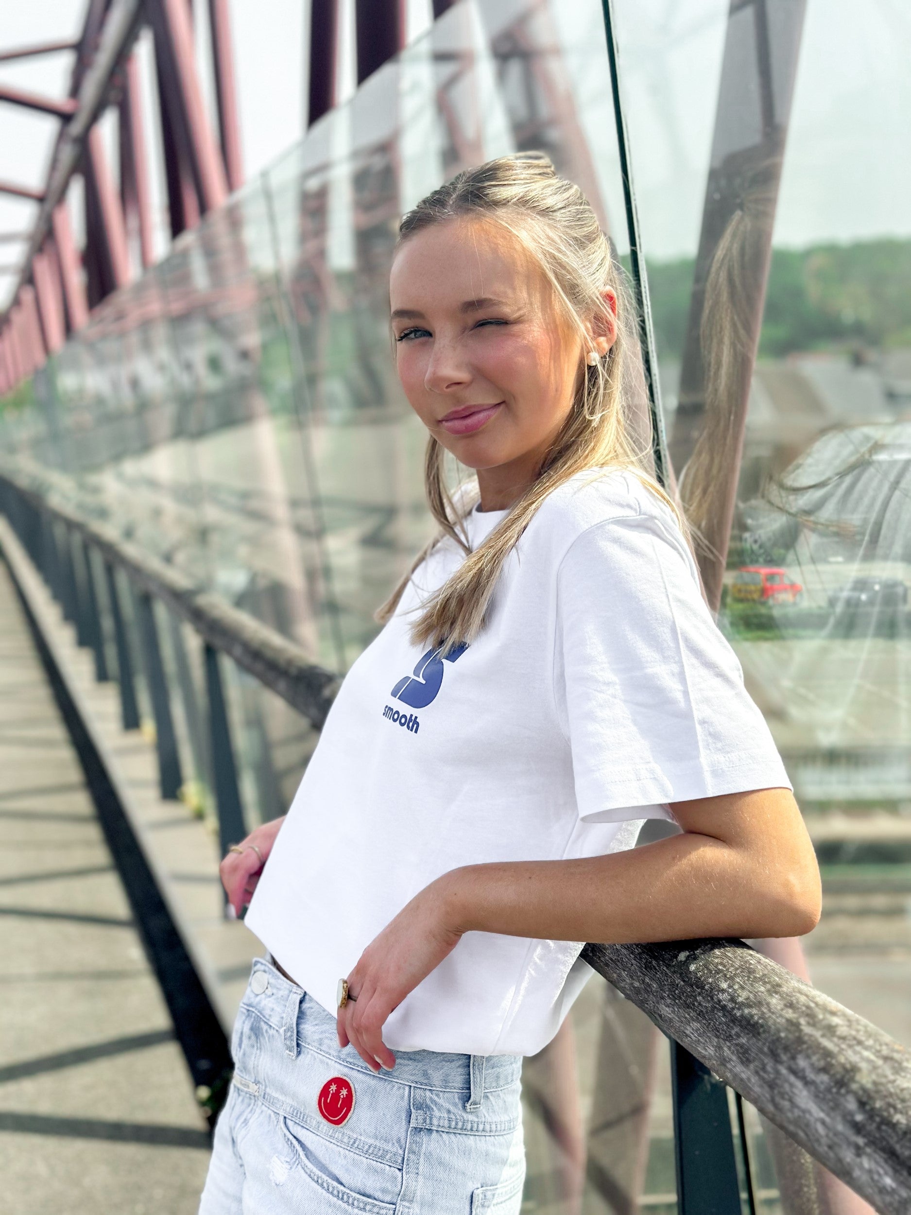 White T / S Logo Blue Front Women