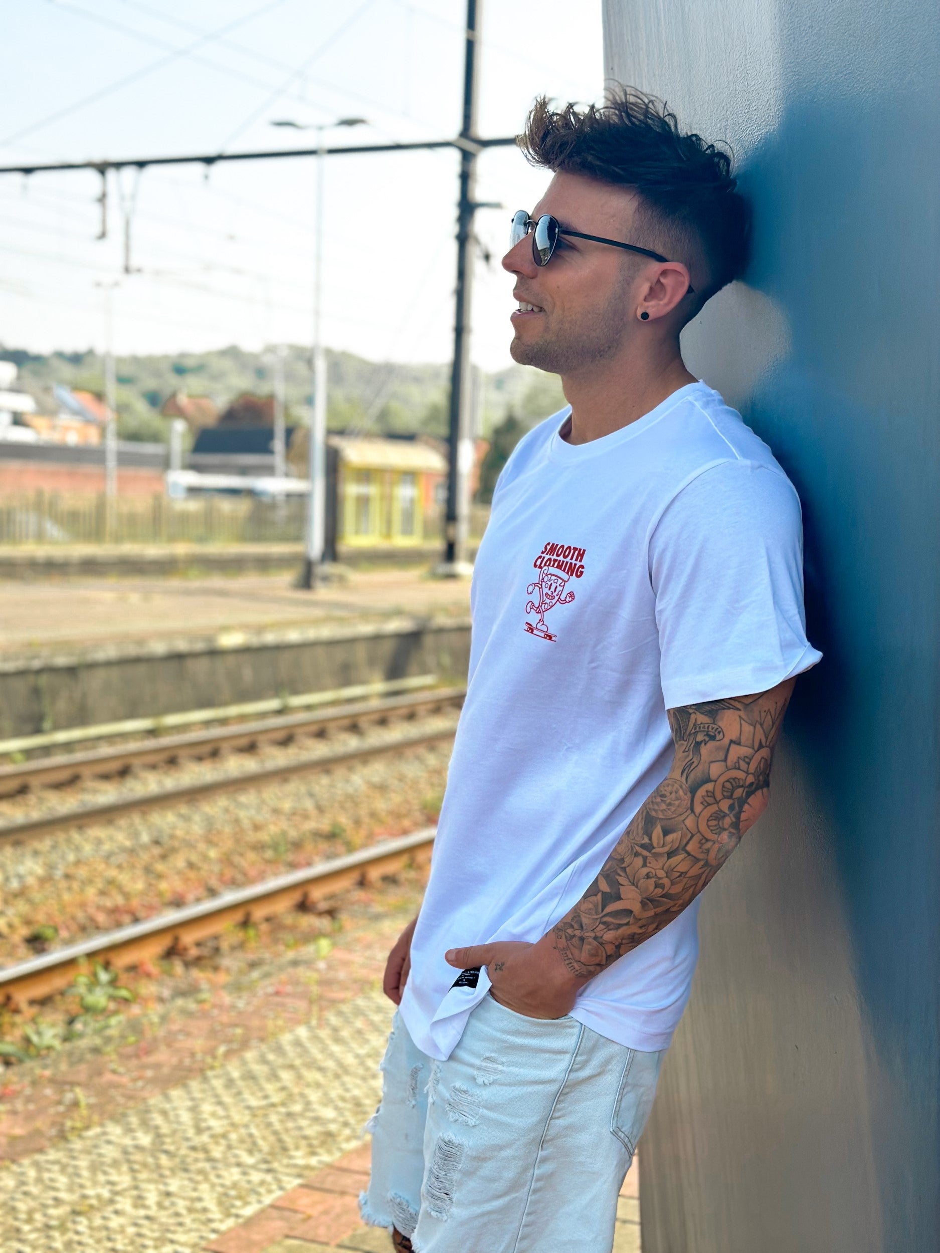 White T / Slice Red Front+Back Men