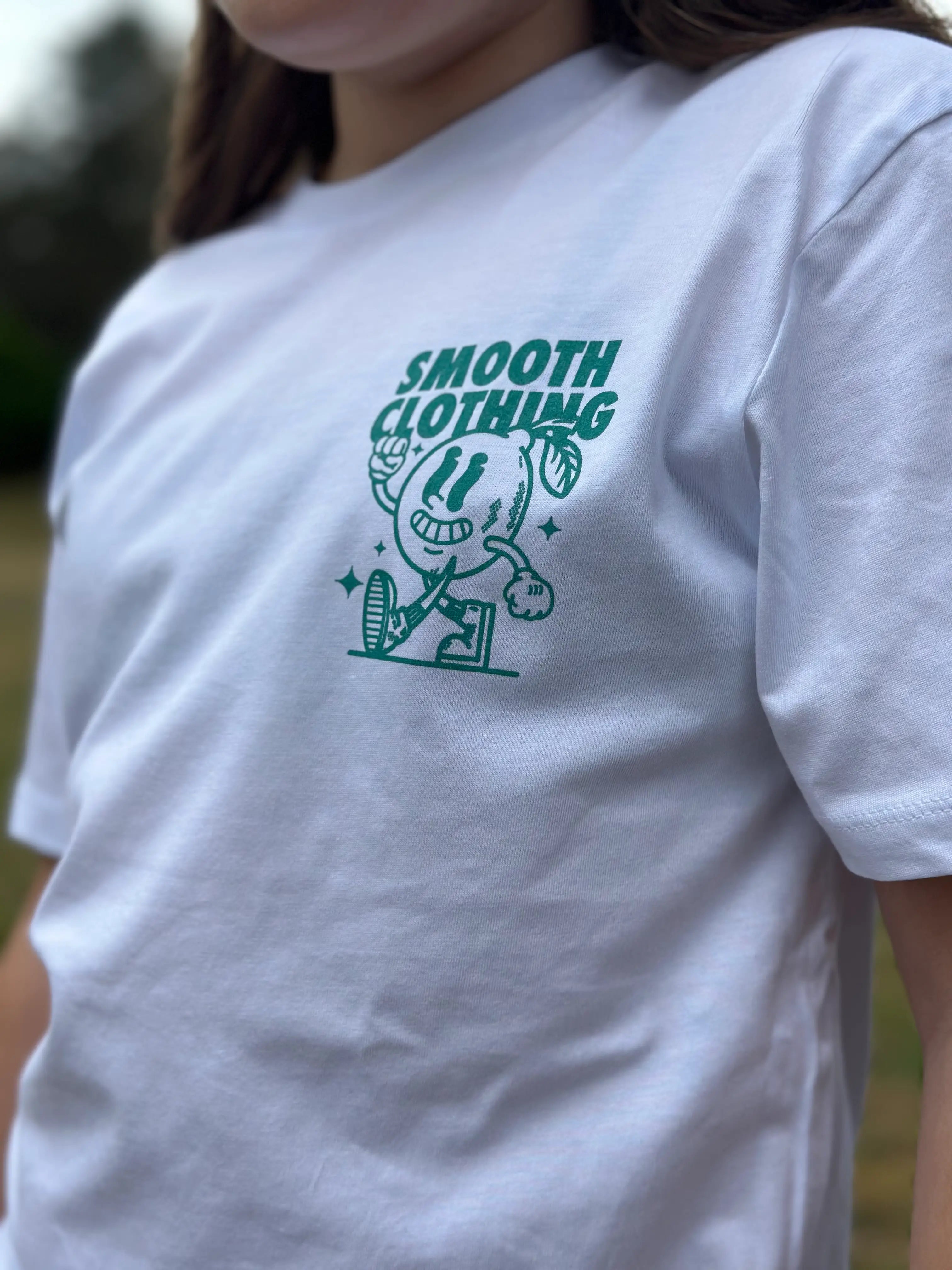 White Kids T / Lime Green Front+Back Girls
