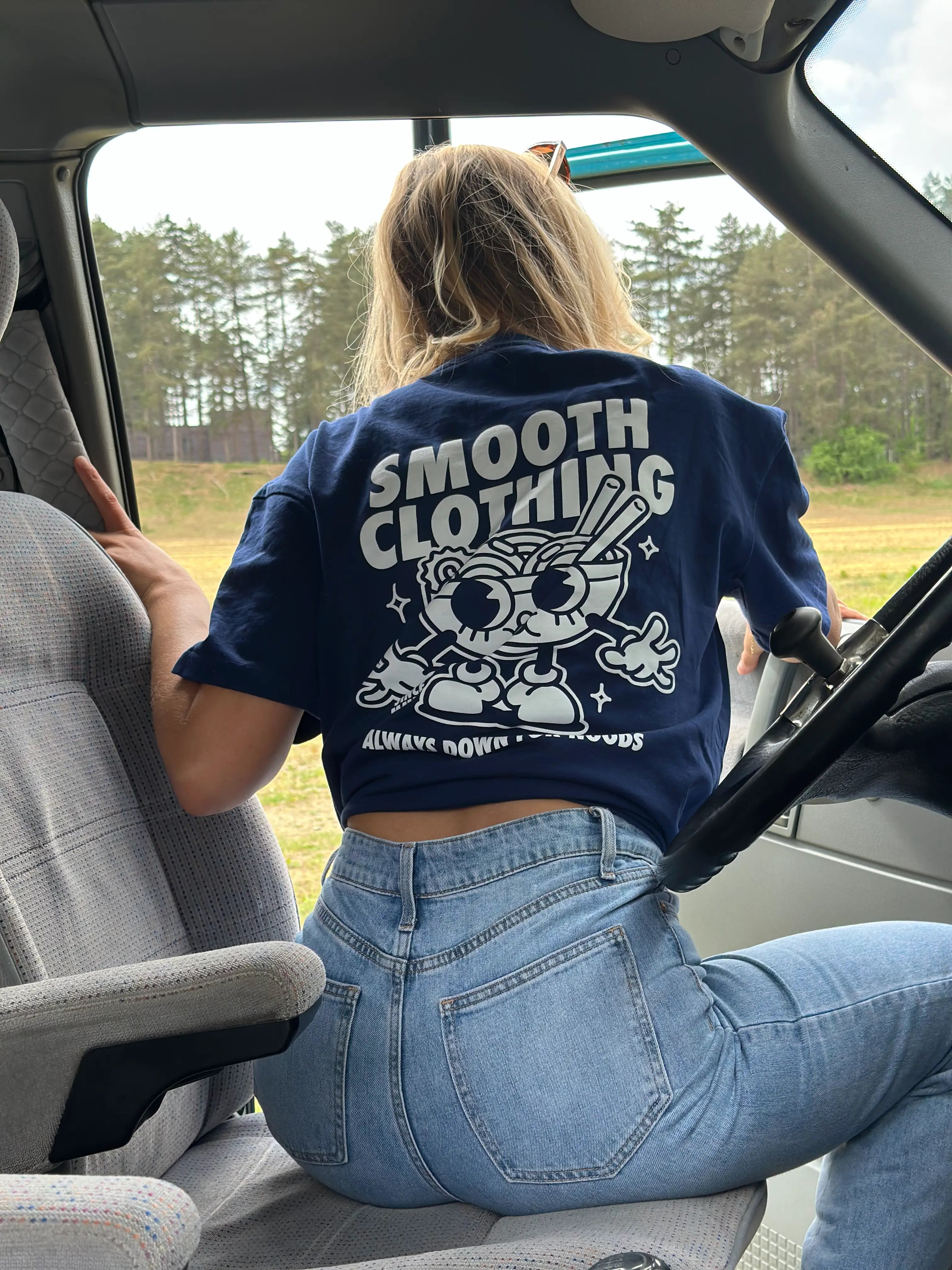 Dark Blue Heavy T / Noods White Front+Back Women