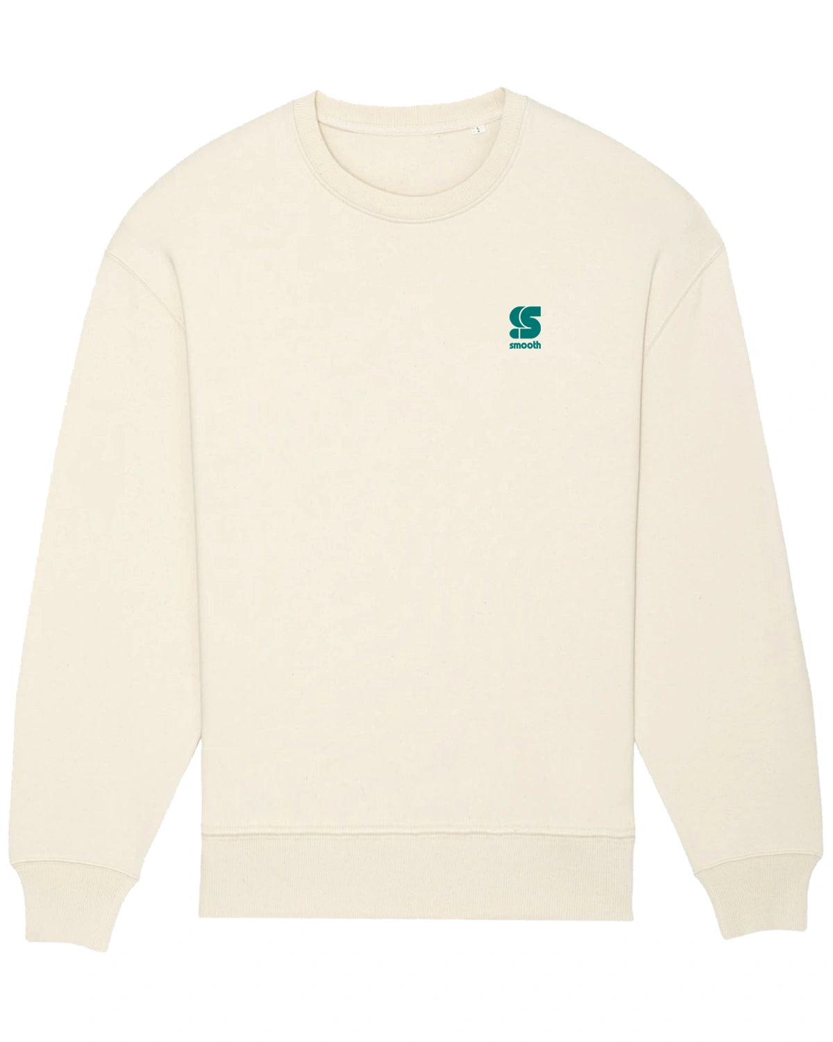 Ivory Oversized Crew - S Embroidered Green Men