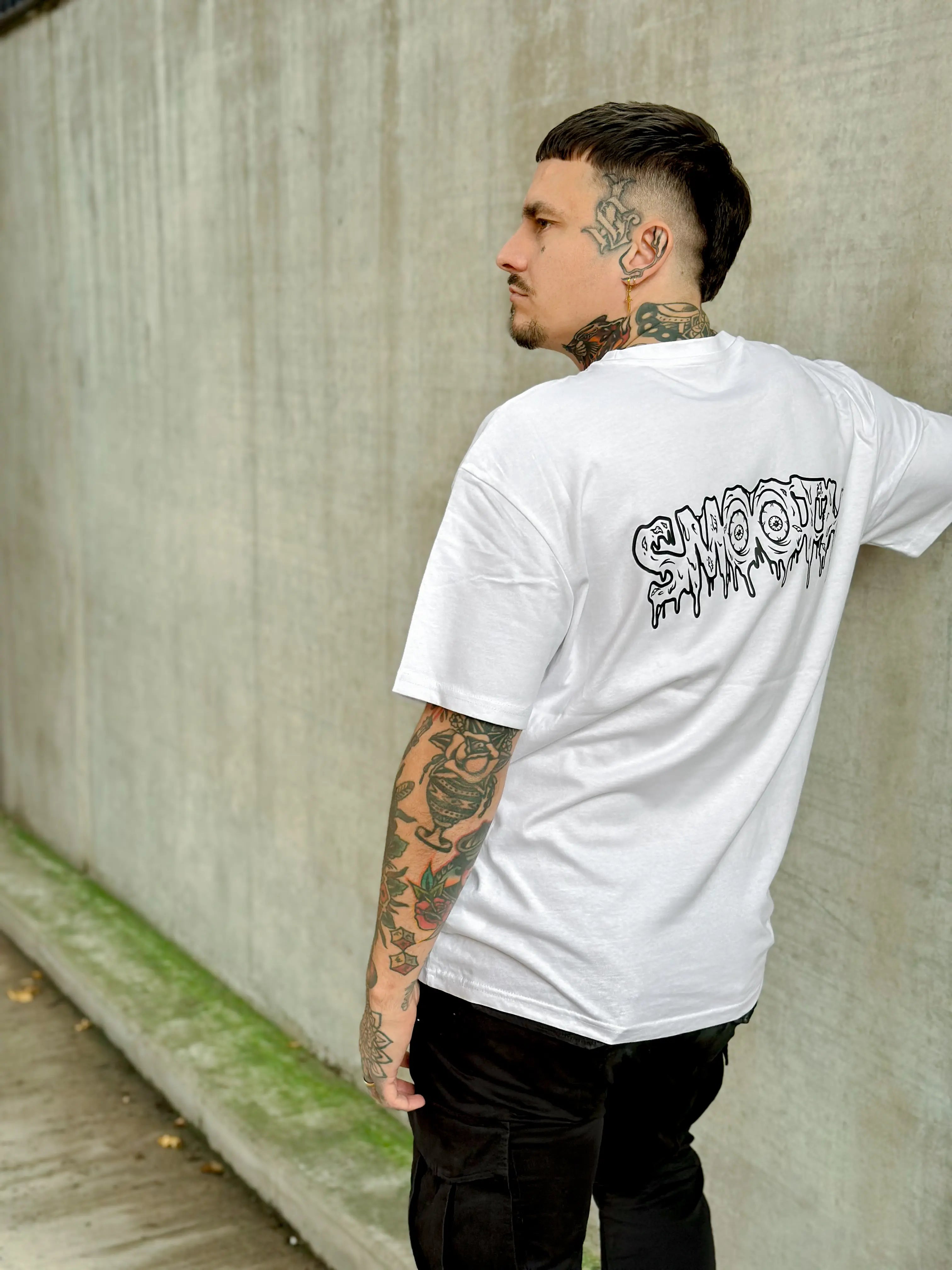 White Heavy T / Drip Black Front+Back Men