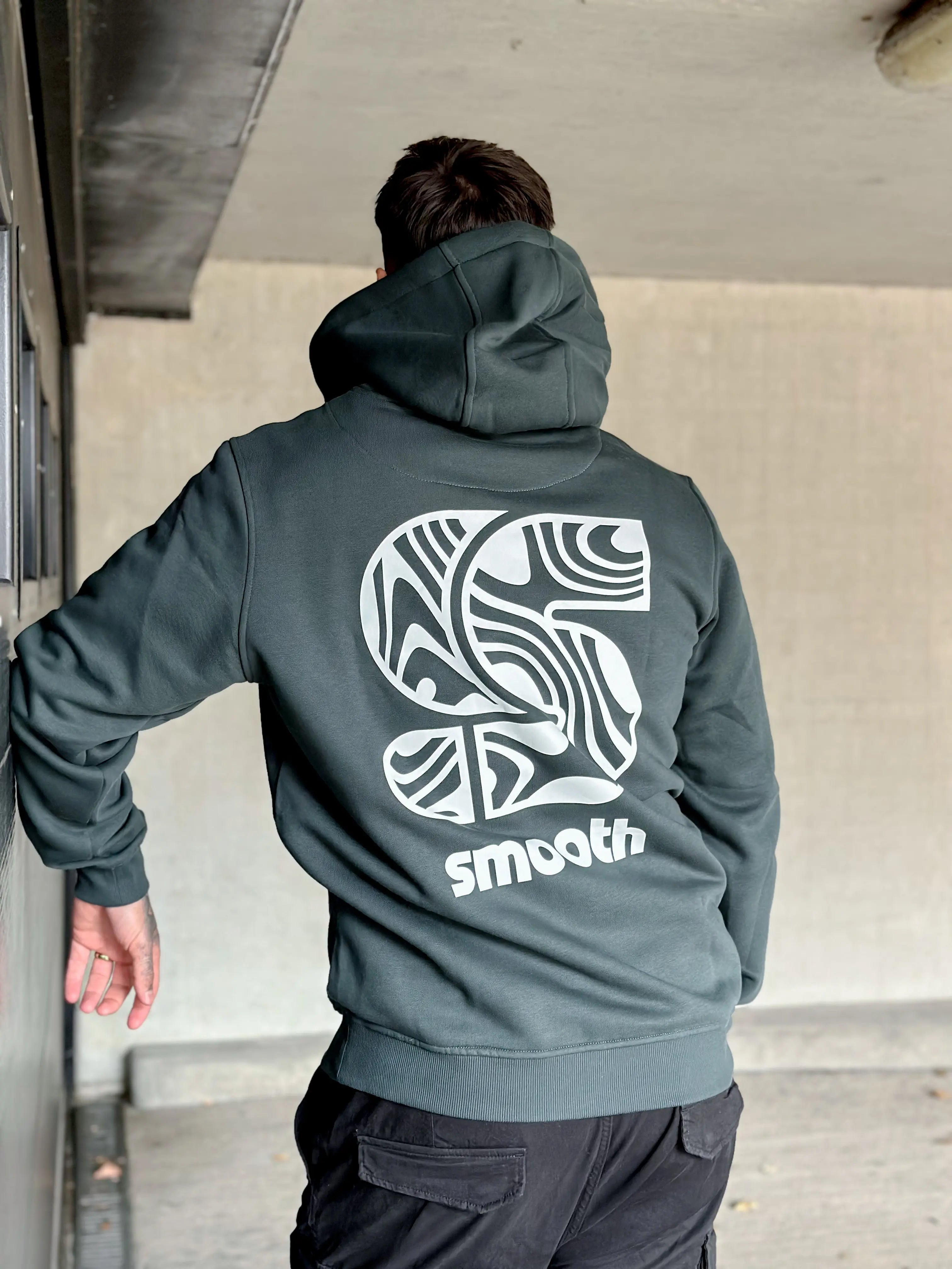 Bottle Green Hoodie / S Pattern White Front+Back Men