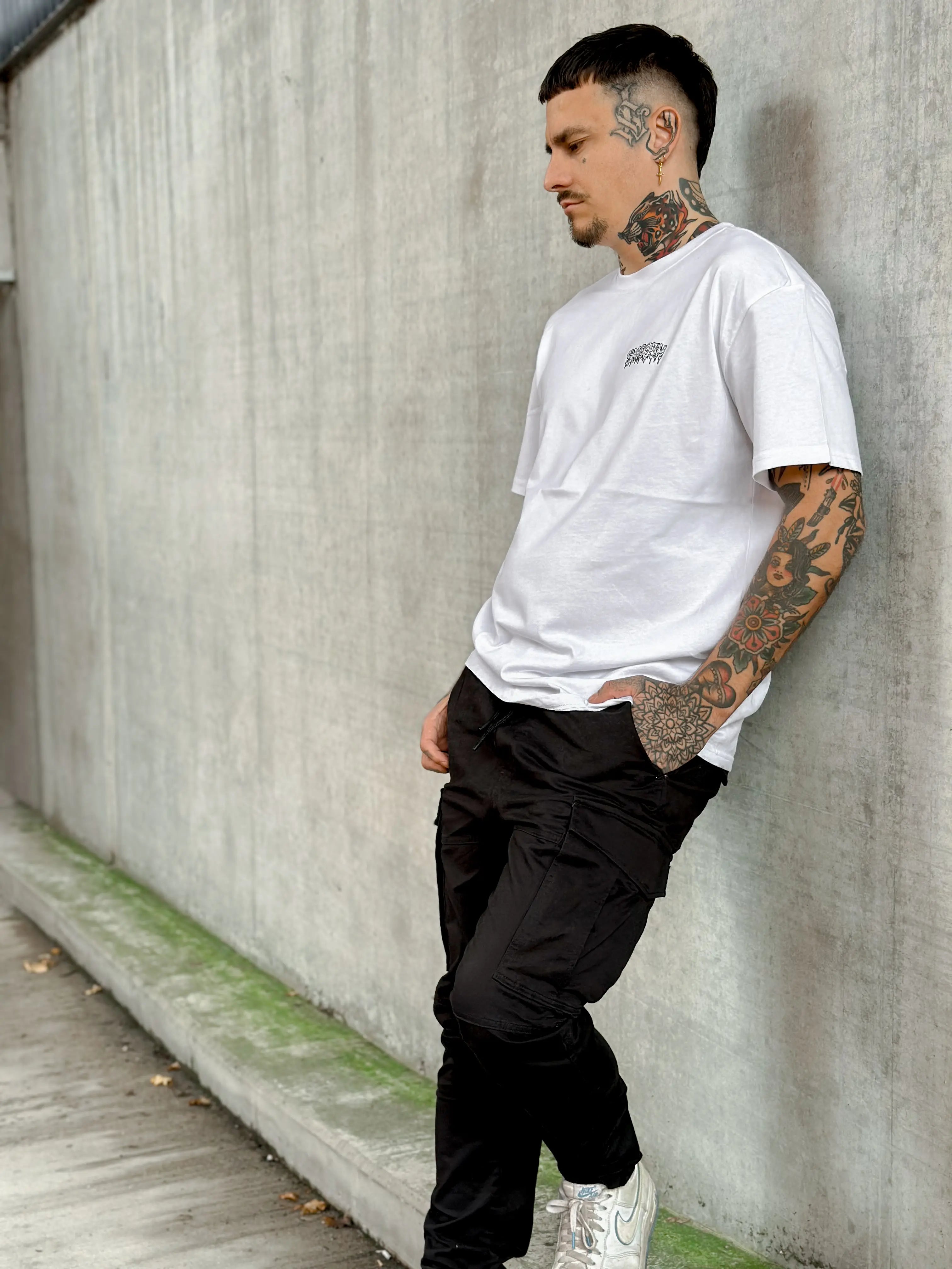 White Heavy T / Drip Black Front+Back Men