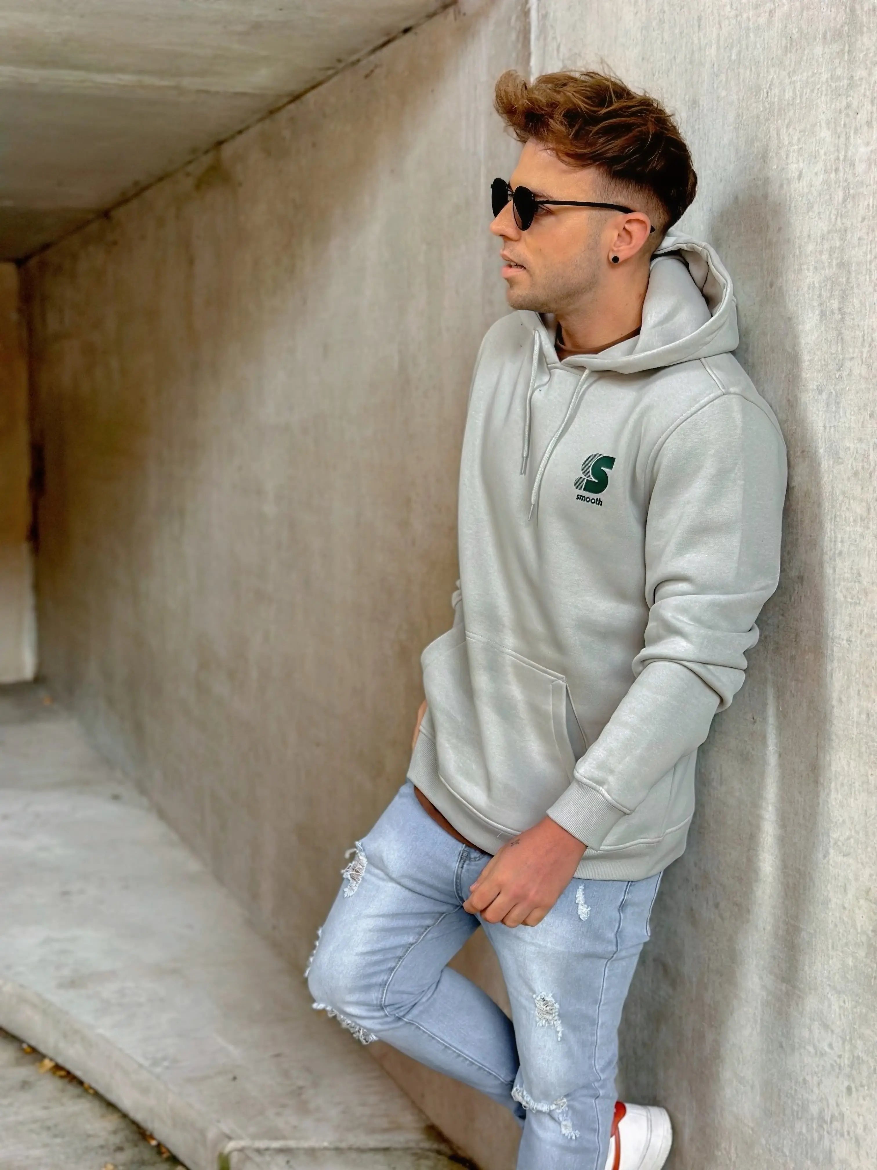 Soft Concrete Hoodie / S Striped Green Front Men