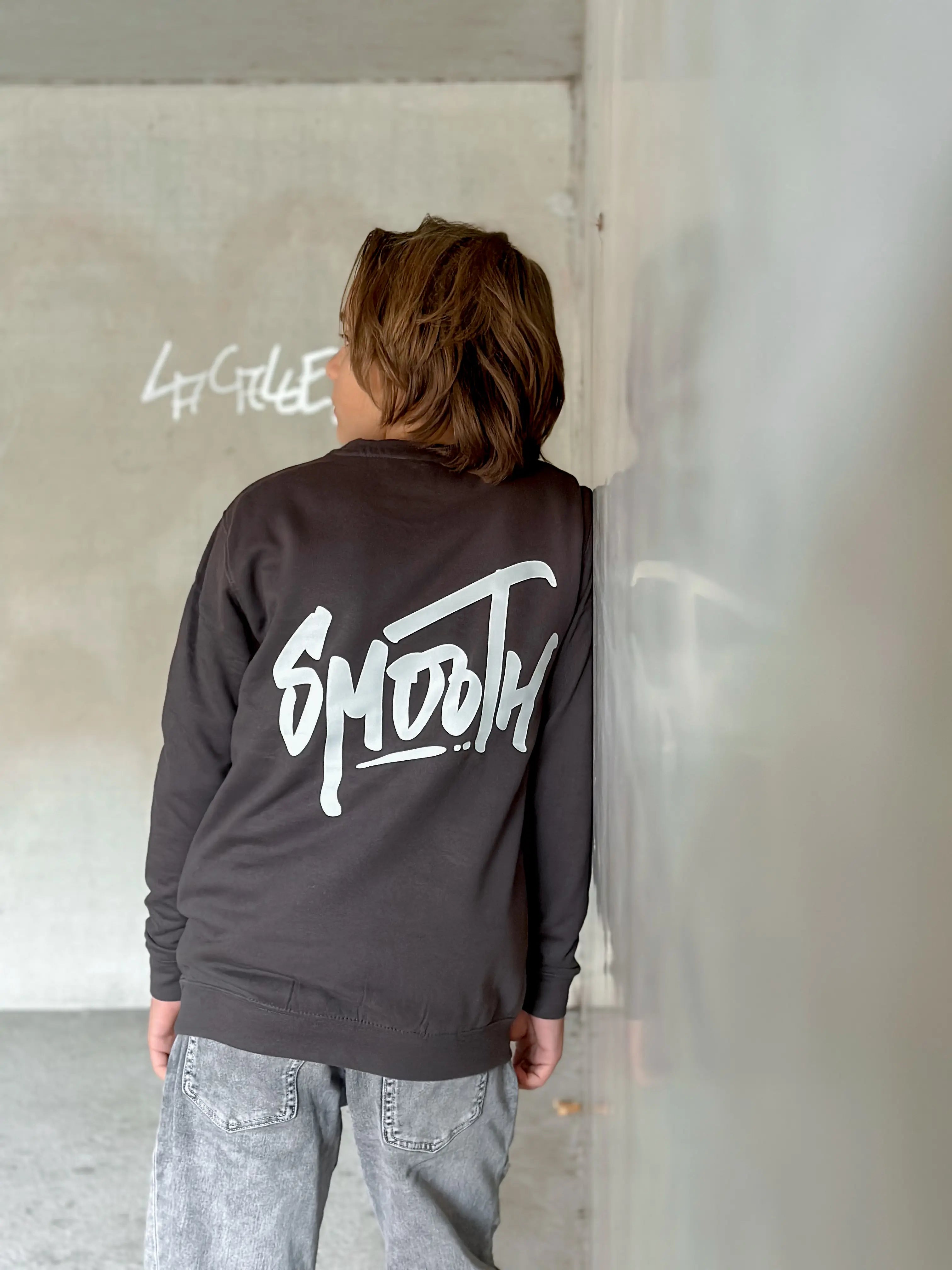 Storm Grey Kids Crew / Dainty White Front+Back Boys