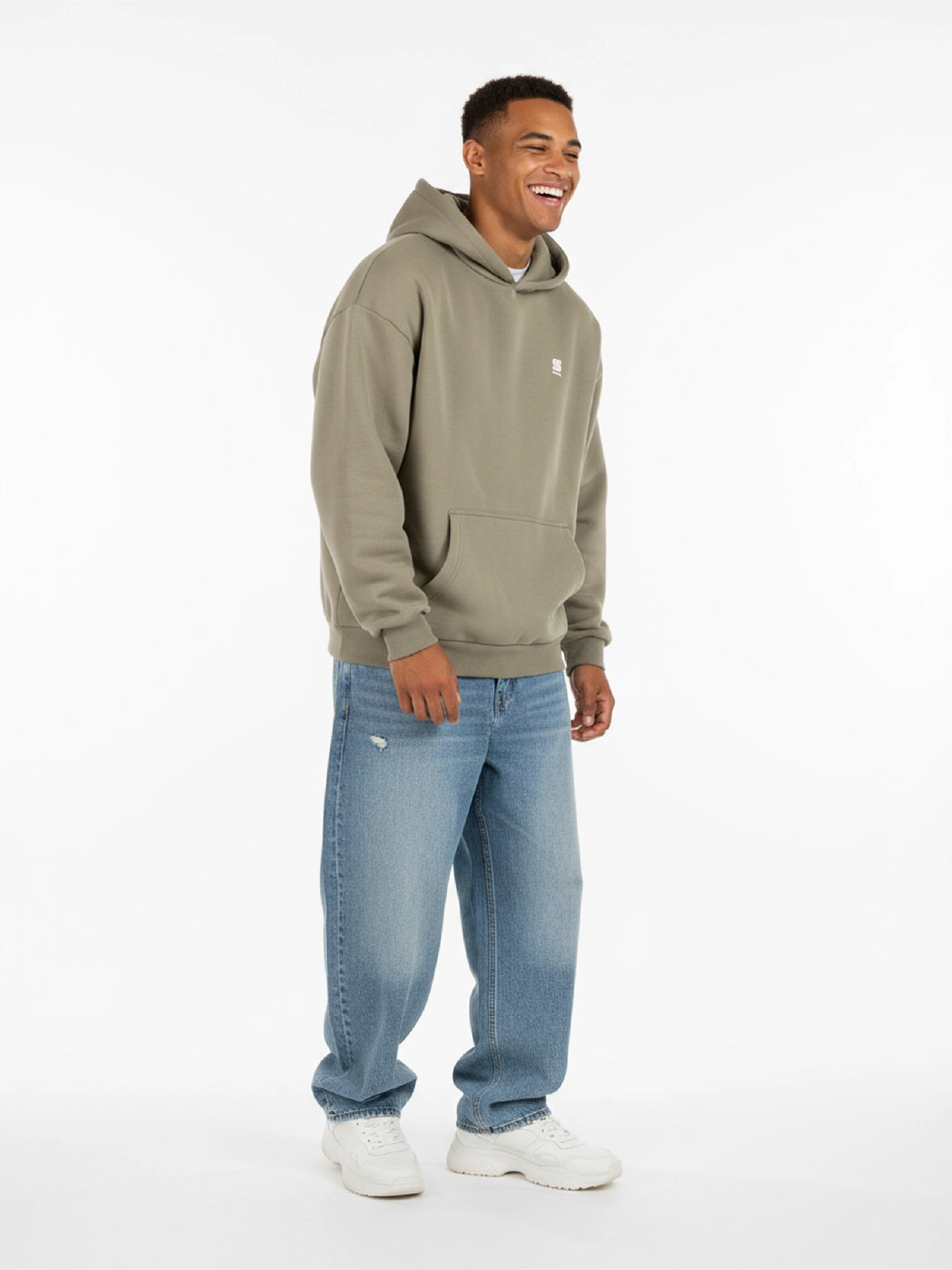 Almond Green Heavy Oversized Hoodie / S Embroidery