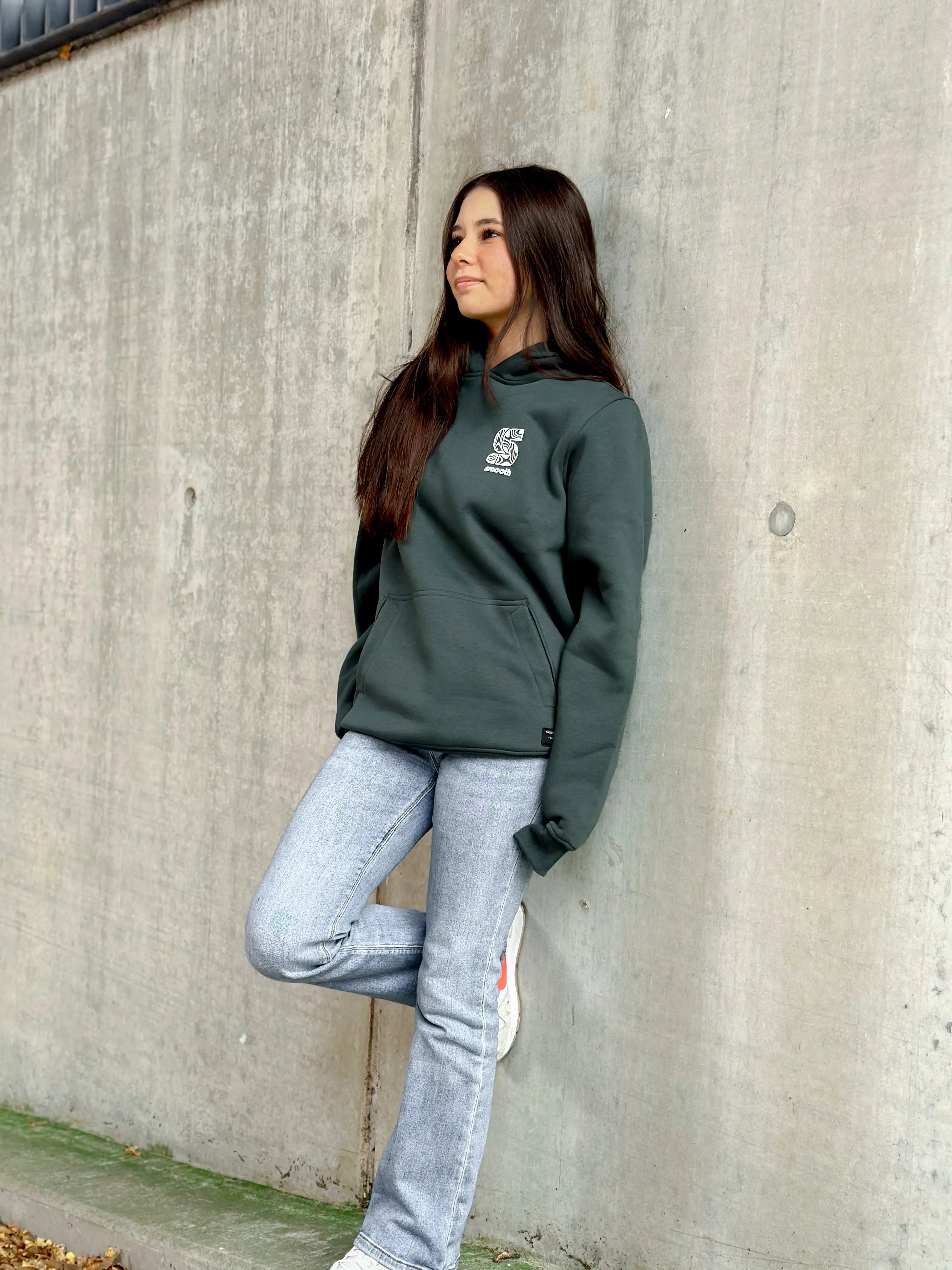 Bottle Green Hoodie / S Pattern White Front+Back Women