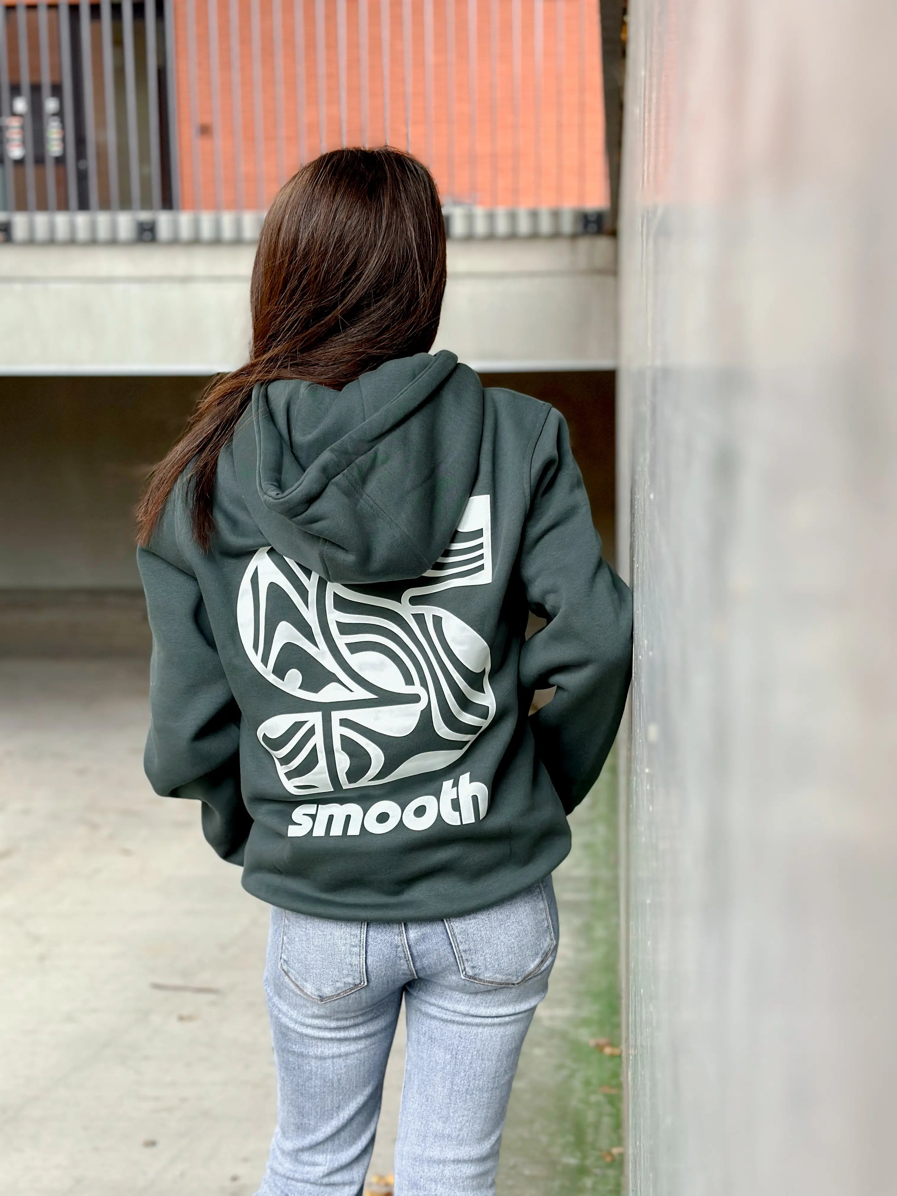 Bottle Green Hoodie / S Pattern White Front+Back Women