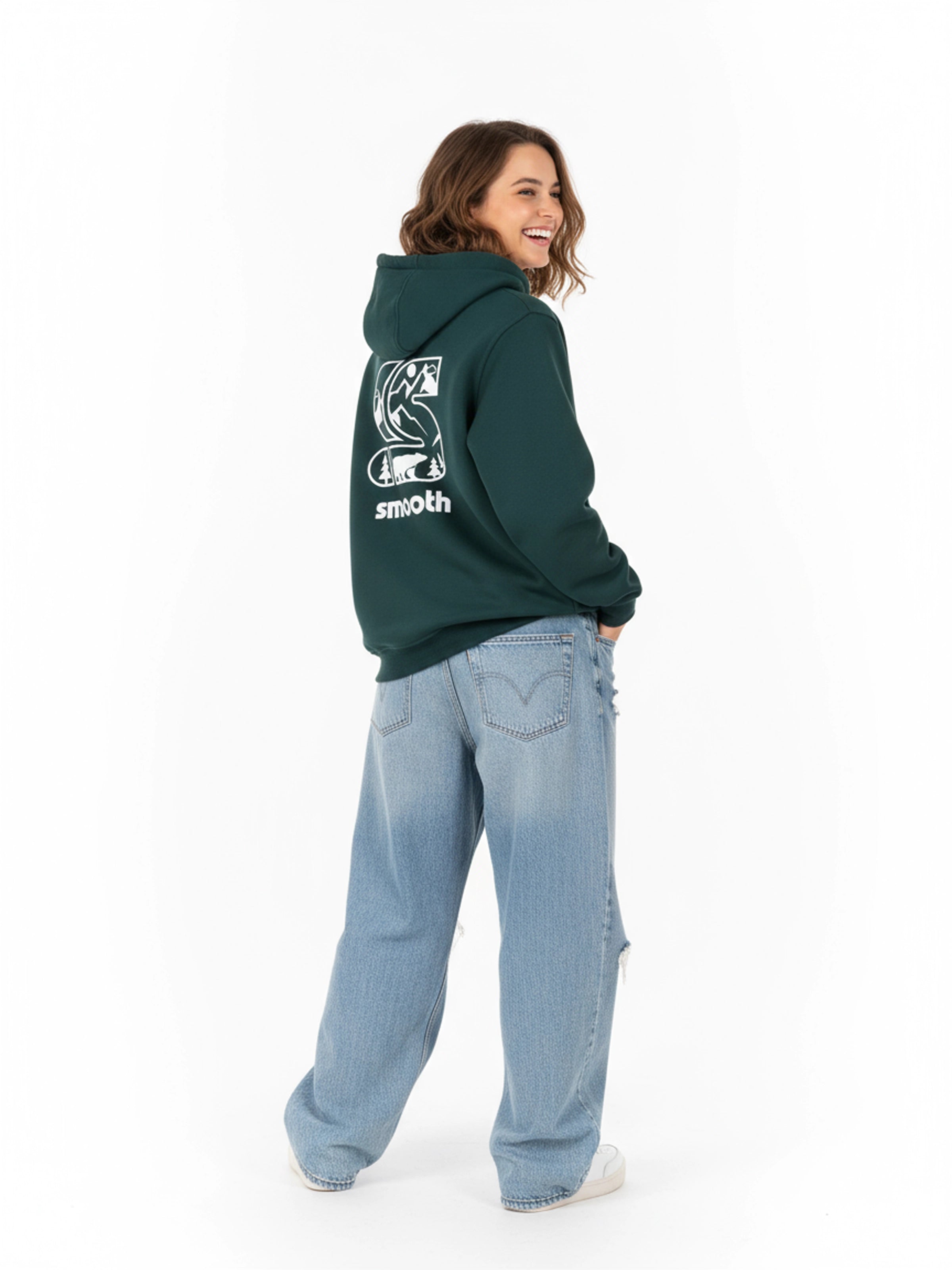 Bottle Green Hoodie / S Mountains