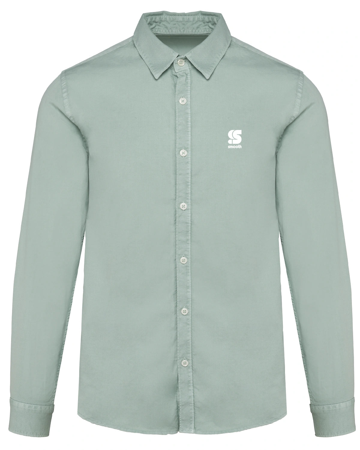 Washed Dusty Green Shirt / S Embroidered White Men