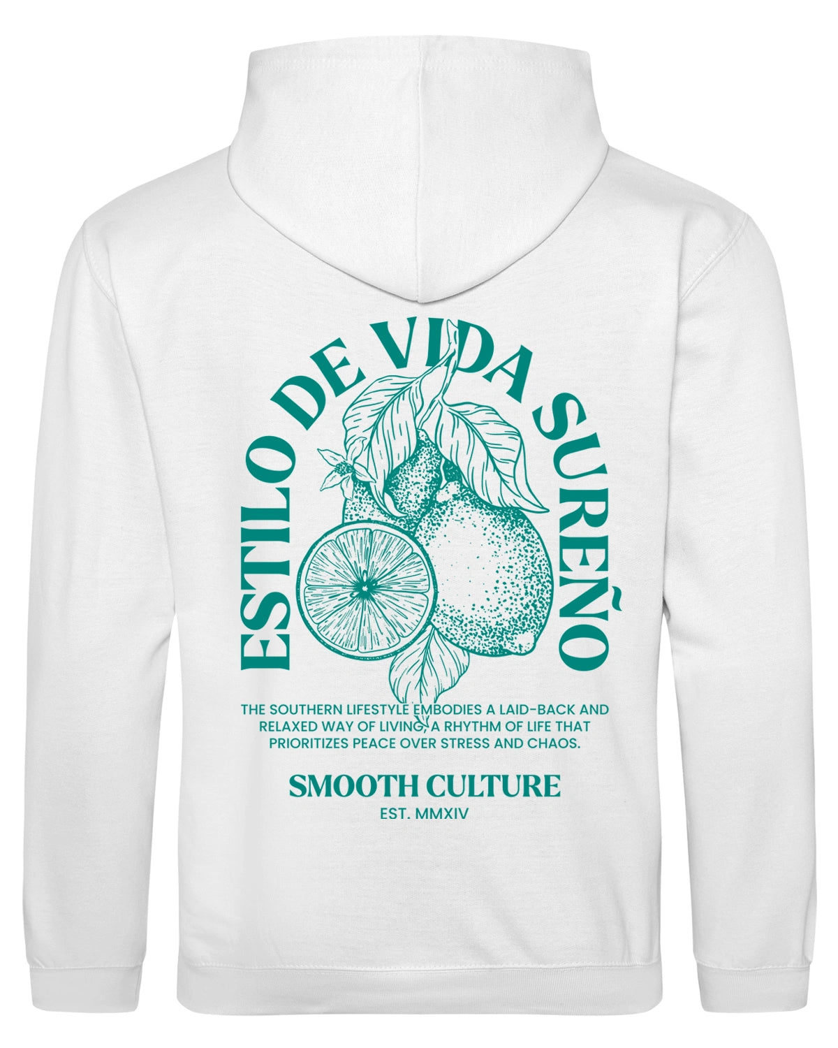 White Summer Hoodie / Vida Sureño Green Front+Back Men