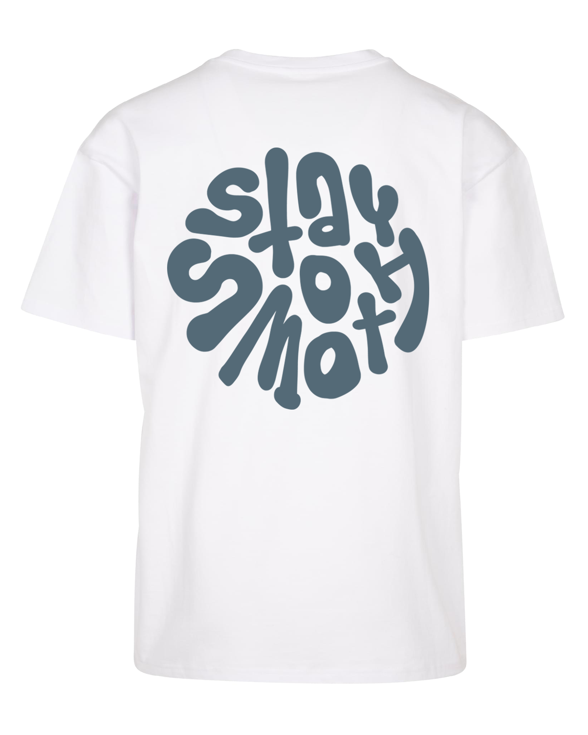 White Heavy T / Stay Smooth Blue Front+Back Men